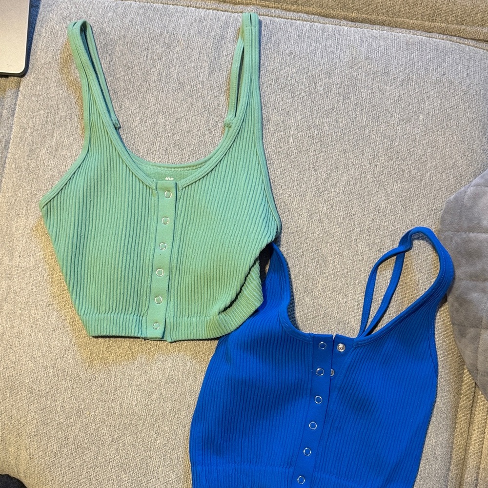Aerie Green and Blue Button-Up Tank Tops